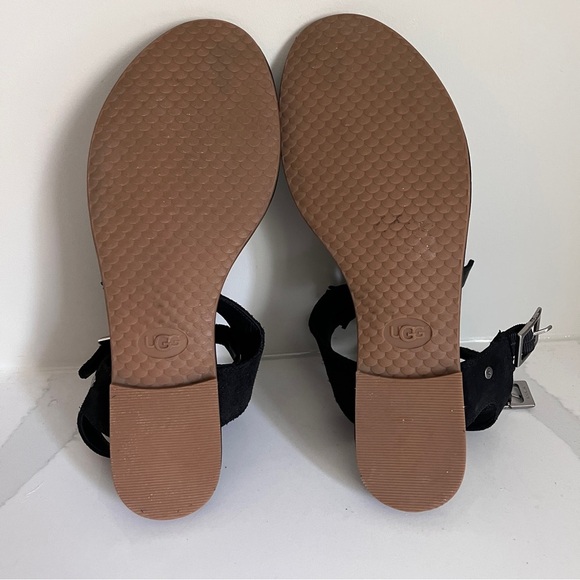 UGG Woman's Lecia Black Leather and Suede Ankle Wrap Sandal Size 9 NWOT - Picture 15 of 15